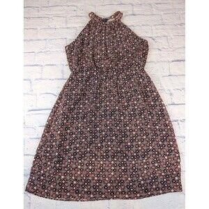 Loft Women's Size 4P  Halter Geometric Circle Pattern Sleeveless Short Dress